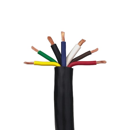 Remington Industries 7 Conductor Trailer Cable, 10-12-14 AWG GPT, Color Coded PVC Wires with PVC Jacket, 100' Length TRC0007CBP-0-100